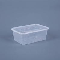 Boîte de rangement alimentaire en plastique transparent avec couvercle, rectangulaire, réutilisable, pour la maison et la restauration