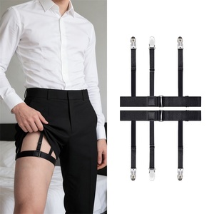 Bretelles de chemise ajustables antidérapantes de 2,5 cm de large pour hommes, en polyester avec boucle en alliage, attaches de chemise formelles antidérapantes - Product Image 1