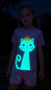 Pyjamas d'été pour enfants, ensemble de <span class=keywords><strong>pyjama</strong></span> en coton à manches courtes et short pour garçons, pyjamas courts pour filles - Product Image 3