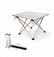 Table de pique-nique pliable en aluminium portable pour le loisir, le camping et le jardin, avec étui de transport