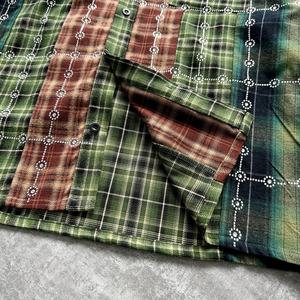 Camisa YITE con Diseño a Cuadros y Pedrería, Lavado Ácido, Camisa de Algodón Personalizada, Camisa Extra Grande Vintage para Hombre, Camisa de Manga Larga con Cuello y Botones - Product Image 5