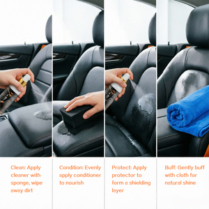 Kit de Nettoyage et Adoucissant pour <span class=keywords><strong>Cuir</strong></span> Automobile en Gros – Formule Premium pour Restaurer la Souplesse des Sièges et des Canapés – <span class=keywords><strong>Spray</strong></span> d'Entretien en Vrac avec Tampon et Serviette - Product Image 5
