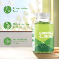 OEM Moringa Gummies dengan serat diet Moringa Oleifera daun laris suplemen Herbal desain Label kustom untuk pria wanita