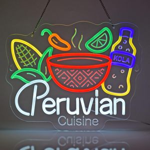 Letreros <span class=keywords><strong>de</strong></span> Neón <span class=keywords><strong>de</strong></span> Cocina <span class=keywords><strong>Peruana</strong></span>, Decoración <span class=keywords><strong>de</strong></span> Pared, Arte para Colgar, Letreros <span class=keywords><strong>de</strong></span> Neón Personalizados con Logotipo para Restaurantes Peruanos, Bares y <span class=keywords><strong>Comida</strong></span> Latina - Product Image 1