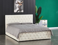 Lit relevable XDS de luxe beige haut de gamme, design moderne et confortable, avec rangement intégré pour la maison et l'hôtel, cadre de lit rembourré en mousse