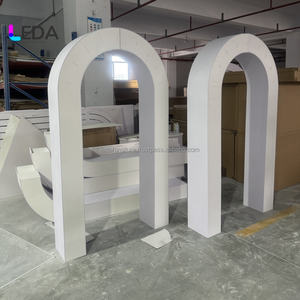 LEDA Minimalist Style White Arch Curved White Lighted Wedding <b>Backdrop</b> <b>Stand</b> for Wedding Event Party - Product Image 1