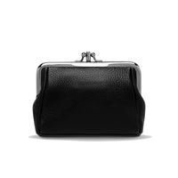 Dompet Koin Kulit PU Mini Anti Maling dengan Kancing Pengunci Warna Solid Logo Kustom Dompet Kecil Mudah Dibawa untuk Penggunaan Sehari-hari