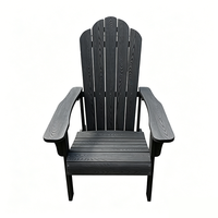 Chaise Adirondack noire moderne et durable en plastique HIPS avec structure en acier, résistante à l'eau et à la corrosion, pour jardin, patio et salon