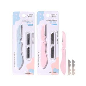 Cuchilla Plegable para Cejas LMLTOP Rosa Azul de Acero Inoxidable con 2 Cuchillas A0261 - Product Image 2