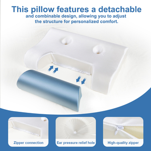 <span class=keywords><strong>Oreiller</strong></span> cervical orthopédique moderne avec rembourrage en mousse à mémoire de forme, motif uni, 200TC, pour dormir au lit - Product Image 4