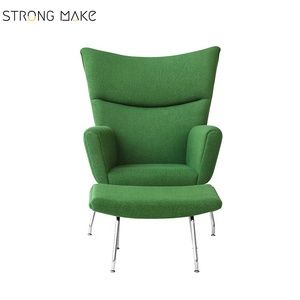 Usine vente meubles chaise longue moderne fauteuil en tissu avec pouf - Product Image 2