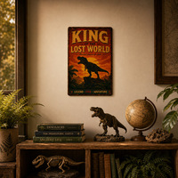 Plaque Métallique Vintage Rétro avec Citation sur l'Aventure Sauvage Préhistorique des Dinosaures, Décoration Murale pour Salle et Caverne Masculine, Art Mural en Métal