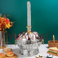 Plat de service rond en acier inoxydable doré/argenté 8L pour réchauffer les aliments pour hôtel, restaurant, traiteur, mariage, banquet
