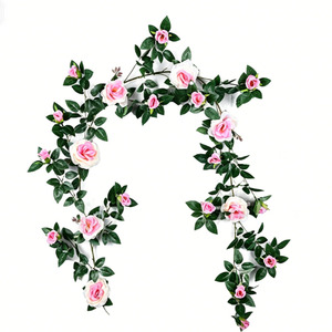 Guirlande de roses artificielles en soie réaliste pour la décoration murale de la maison, des mariages <span class=keywords><strong>et</strong></span> la décoration des tuyaux de climatisation intérieurs - Product Image 4