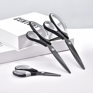 Ciseaux ménagers revêtus de téflon, ensemble de 3 pièces, en acier inoxydable, tranchants, pour couper le tissu et le papier, usage domestique et de bureau, gris noirâtre, roseâtre - Product Image 3