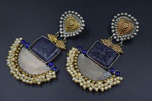 New Fashionable Indian Ethnic Dualtone Stone <b>Jhumka</b> Stud Earring Jewelry for Women and Girls available at Reasonable Price - Product Image 2