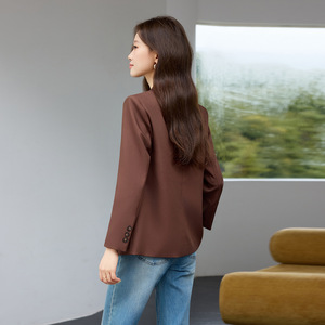 Women's Purple Casual Blazer Solid Color Polyester Anti-Wrinkle Spring Autumn Work Commute - Product Image 4