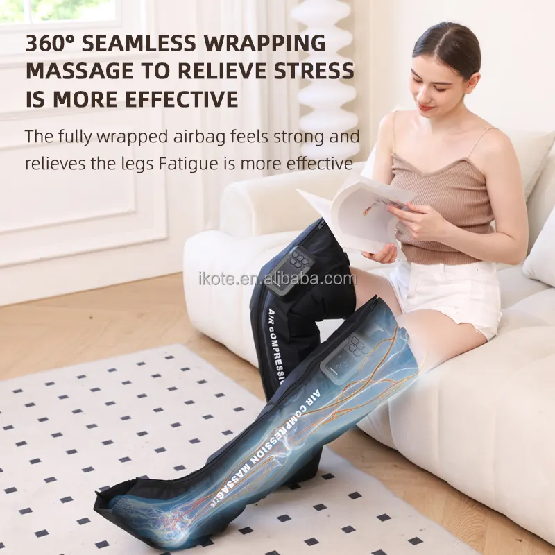 스포츠 근육 이완을위한 새로운 휴대용 맞춤형 로고 전체 다리 압축 기계 에어 웨이브 다리 발 마사지