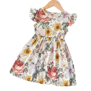 Летняя Одежда для девочек, платье с цветочным узором для маленьких девочек, От 2 до 8 лет платье принцессы