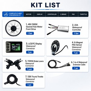 <span class=keywords><strong>Kit</strong></span> de conversion de vélo électrique avec moteur à moyeu avant à engrenages 48V 500W, écran LCD7C, étanche, pour <span class=keywords><strong>VTT</strong></span> 20, 24, <span class=keywords><strong>26</strong></span>, 27.5, 28, 29 <span class=keywords><strong>pouces</strong></span> - Product Image 3