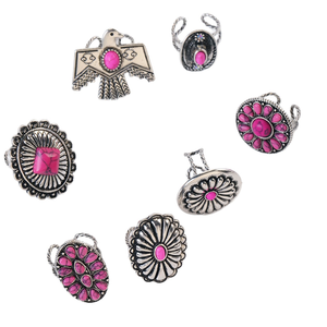 Nouvelle bague rétro ethnique en pierre turquoise sculptée en forme de fleur, style <span class=keywords><strong>bohème</strong></span> simple, ajustable pour femme et <span class=keywords><strong>homme</strong></span> - Product Image 5