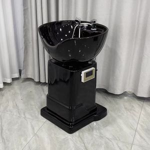 Lit de lavage capillaire vertical pour salon de coiffure, lit de lavage dédié aux salons de coiffure, lit de lavage assis avec cuvette en céramique mobile - Product Image 2