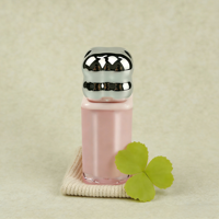 Tubo de Brillo Labial de Plástico Transparente Rosa con Tapa de Rosca Plateada, Envase Cosmético con Forma de Burbuja 3D para Brillo Labial y Aplicador de Rubor