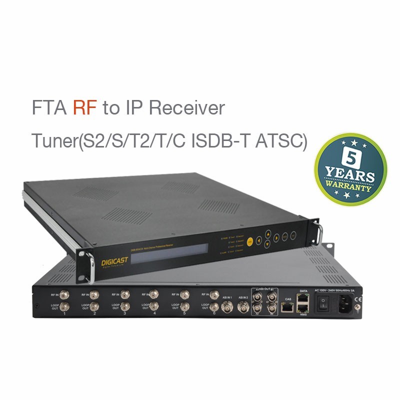 (DMB-9006) profesional receptor de satélite Digital con 6 sintonizador y 2 ASI in 2 ASI y GigE Multi canal TLC IRD