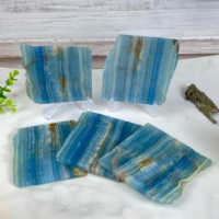 Vente en gros de plaques d'onyx bleu, agate, cristal naturel brut, pierre polie, tranche, plaque pour la décoration de la maison selon le Feng Shui