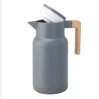 1.2L Termos Dinding Ganda Stainless Steel Kapasitas Besar Custom, Teko Kopi dengan Gagang Kayu Alami, Botol Air dengan Gagang Kayu Alami