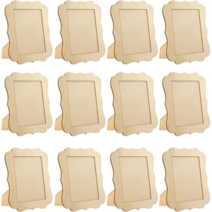 12 khung ảnh bằng gỗ bốn lá hình dạng khung ảnh chưa hoàn thành cho hàng thủ công làm bằng tay - Product Image 2