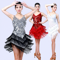 Costume de danse Rumba Jazz Latino pour femme, justaucorps scintillant avec strass, franges et patchwork, robe de danse à col halter pour Samba Salsa