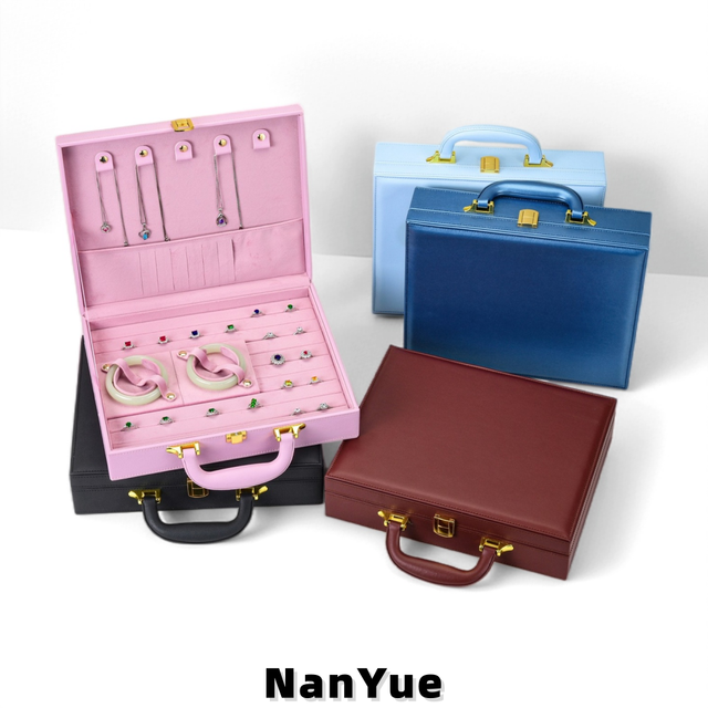 Multifunctional Handheld PU Leather Jewelry Box Large Capacity Necklace Ring Earrings Bracelet Jewelry Storage Box Custom Logo