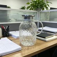 Carafe à eau en verre borosilicate de haute qualité 1,8 L, design en treillis prismatique, placage or, pot à eau froide, pichet à boisson pour la maison
