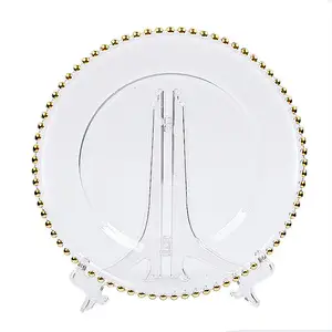 餐具餐具透明烤盘玻璃餐盘13英寸食品圆形塑料圆形水果餐具餐盘透明