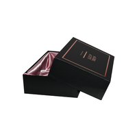 Boîte noire en papier de deux pièces de Super qualité, cadeau de Lingerie, couvercle d'emballage de vêtements et boîte en papier de Base avec Satin