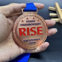 Medalla de diseño 3D de esmalte suave de forma redonda chapada en latón fundido a presión personalizada de fábrica, medalla de bronce deportiva de lucha de alta calidad