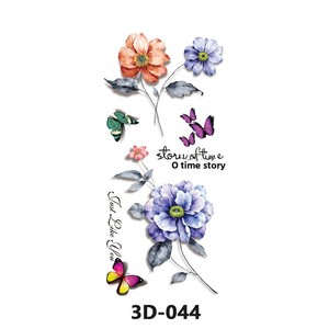 Nouveauté 2026 – Autocollants de <span class=keywords><strong>tatouage</strong></span> temporaires <span class=keywords><strong>3D</strong></span> imperméables multicolores, motif papillon et fleur semi-artisanaux, vente en gros - Product Image 2