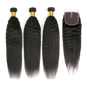 Vastissimo venditore all'ingrosso di capelli a buon mercato brasiliano vergine crespo capelli umani lisci con <span class=keywords><strong>Set</strong></span> di chiusura - Product Image 1
