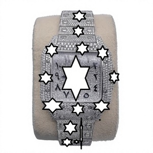 Reloj Unisex de Lujo con Números Arábigos, Acero Inoxidable, Detalles de Moissanita, Esfera Cuadrada de Cristal, Movimiento Mecánico Automático - Product Image 1