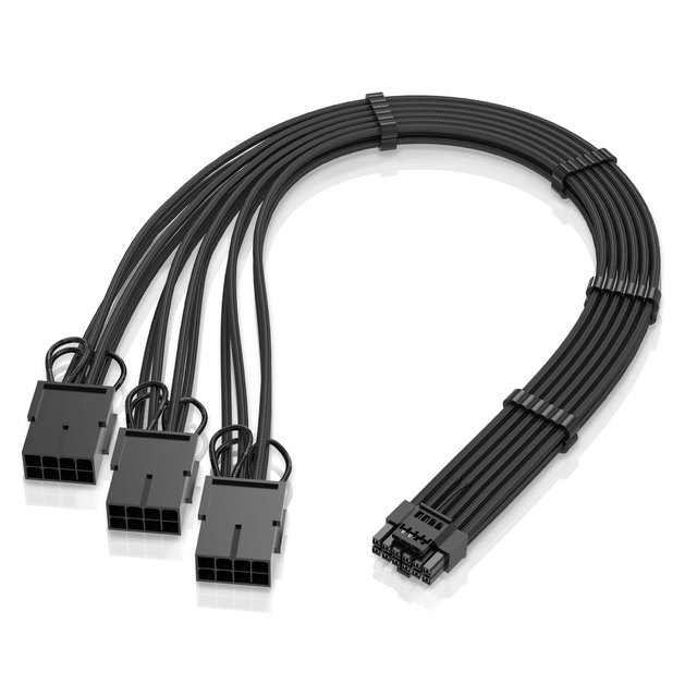 UpHere PCI-E 5.0 Extension Cable GPU GeForce RTX 4080 PCIe Gen 5 12VHPWR Connectors Extension Cable to 8Pin*3 16AWG