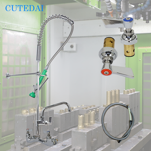 ก๊อกน้ำห้องครัวทองเหลืองแบบก๊อกติดผนังสำหรับร้านอาหารอุตสาหกรรมก๊อกน้ำล้างได้สองรูสำหรับโรงแรม - Product Image 2