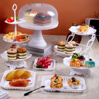 Présentoir à Desserts Étagé en Plastique Alimentaire MIXWARES, Plateau Creux en Dentelle pour Pâtisseries, Idéal Mariages et Anniversaires