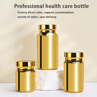 Flacon en plastique PET de 100 ml avec bouchon à vis électroplaqué or, pour pilules, comprimés, vitamines et capsules, emballage OEM
