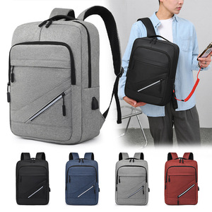 2024 Custom Logo Durable Business Travel Waterproof Gray Oxford School Bag Cheap 15.6 Inch Student <b>Laptop</b> <b>Backpack</b> with USB - Product Image 2