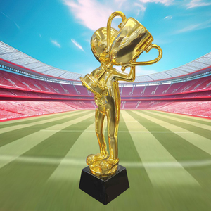 Mejor Venta de resina Golden Man Holding Holy Grail Crystal Trophy Premios de competición deportiva Reconocimiento de la industria deportiva - Product Image 3