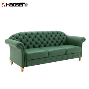Роскошные деревянные ножки зеленый кожаный диван 1 + 1 + 3 комплекта мебель гостиная Кнопка диван классический диван - Product Image 6