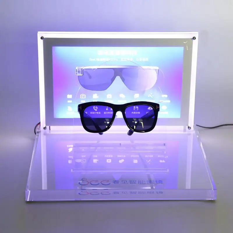 Lucite acrylique personnalisé lunettes de soleil présentoir Led lunettes affichage au détail comptoir présentoir