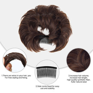 <span class=keywords><strong>Chignon</strong></span> à <span class=keywords><strong>cheveux</strong></span> <span class=keywords><strong>pour</strong></span> femmes, <span class=keywords><strong>postiche</strong></span> en <span class=keywords><strong>cheveux</strong></span> synthétiques <span class=keywords><strong>naturels</strong></span> bon marché, réglable polyvalent, peigne latéral, facile à porter, style <span class=keywords><strong>chignon</strong></span> désordonné - Product Image 5
