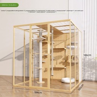 Maison pour animaux de compagnie, cage à chat moderne, maison pour chat d'intérieur, extra large, en bois massif, structure d'escalade intégrée, lit pour chat, villa toutes saisons